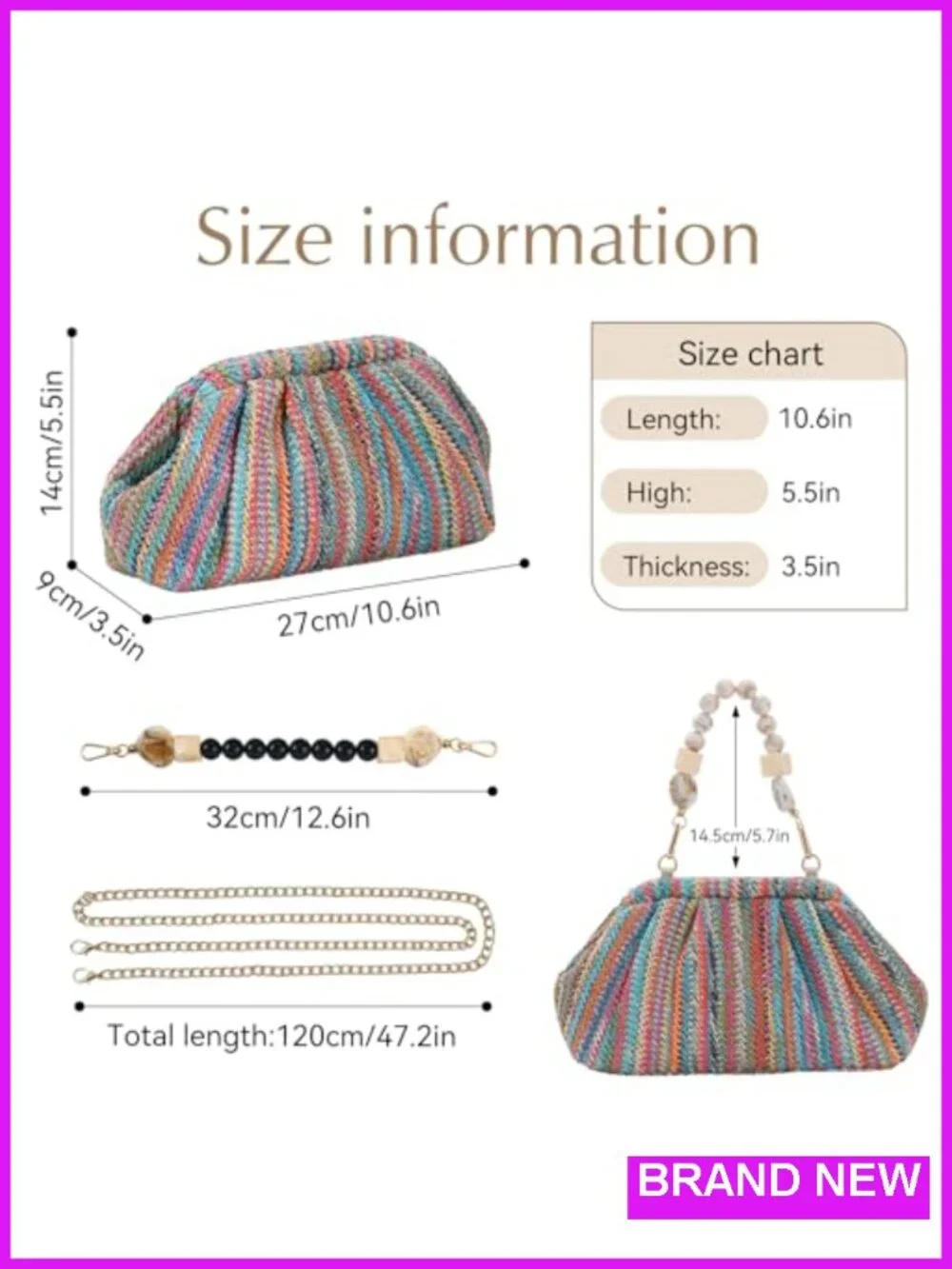 Straw Woven Clutch Purse with Detachable Crossbody Strap for Beach Vacation
